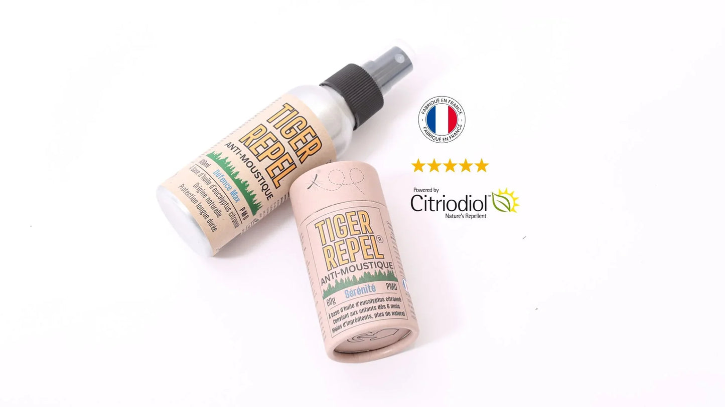 Tiger Repel natural mosquito repellents made in France with Citriodiol, 5-star rated products