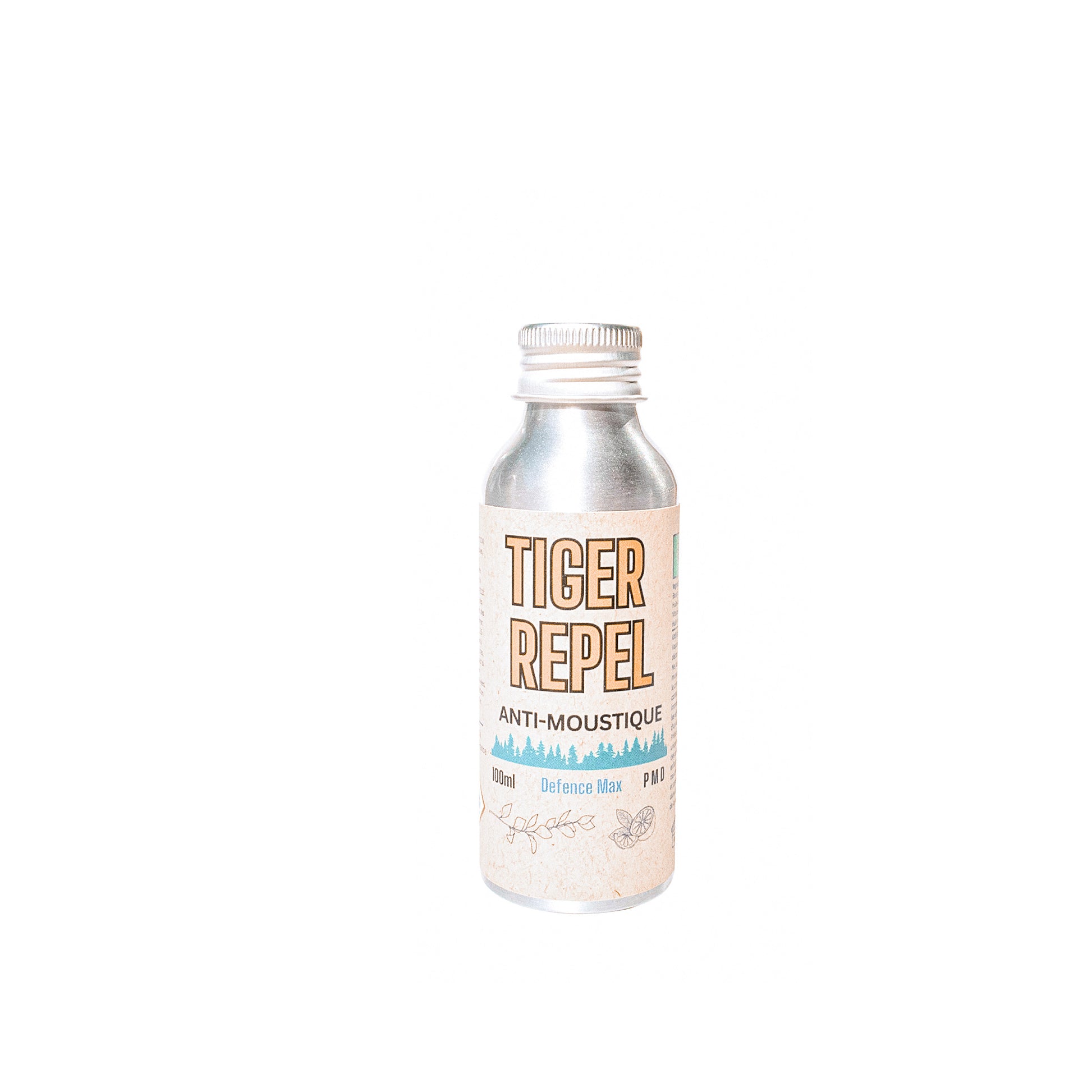 Flacon aluminium recharge 100ml Tiger Repel Défense MAX – répulsif anti-moustique naturel Citriodiol 20%, sans DEET
