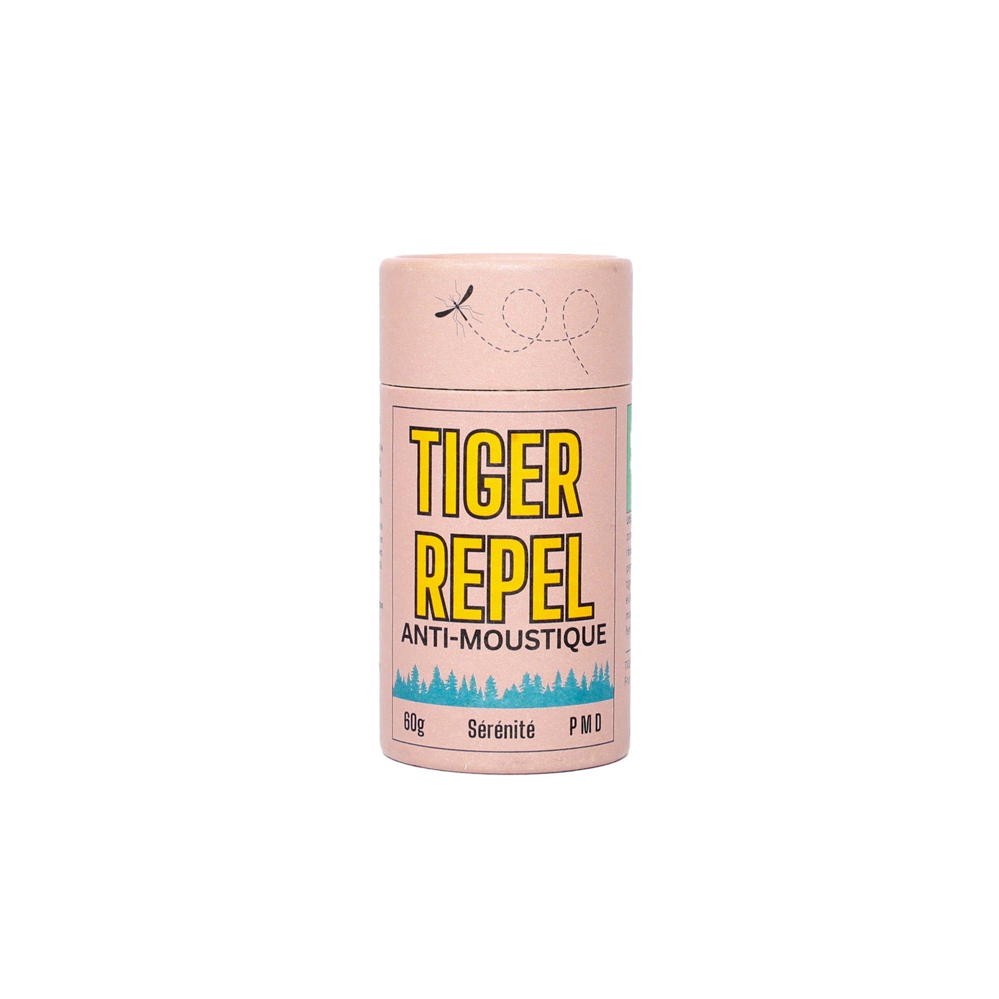  Image du baume anti-moustique solide TigerRepel en tube biodégradable, formulé avec Citriodiol et des ingrédients naturels pour une protection respectueuse de la peau et de l’environnement contre les moustiques.