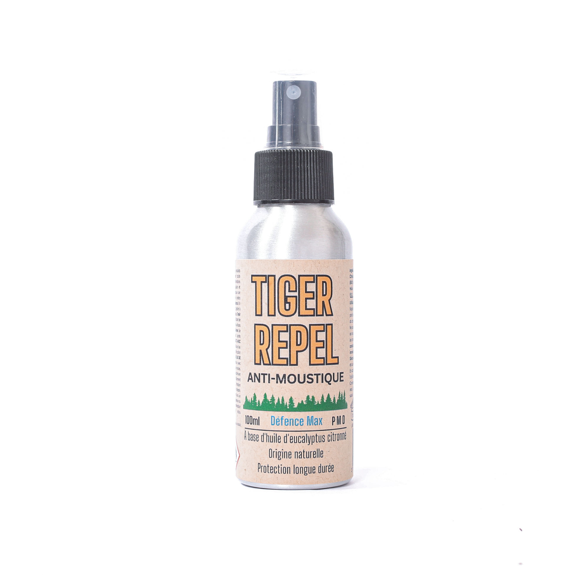 Tiger Repel anti-moustique Defense Max spray bottle, 100ml natural mosquito repellent with eucalyptus citriodora essential oil
